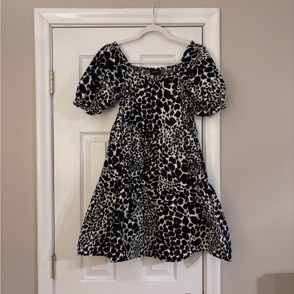 Who What Wear Black and White Patterned Dress
